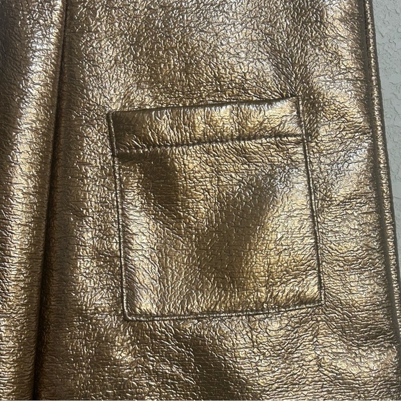 NWT Never A Wallflower Women’s XS Gold Metallic Coated Patch Skirt Holiday - Picture 6 of 9